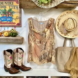 FALL vibe SILK made in ITALY blouse w resort vacay vibe